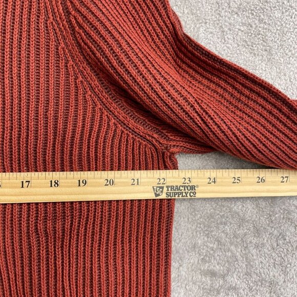 NEW Lands’ End Men’s L Ribbed Knit Sweater Mock neck Red Rust 100% Cotton i93 - Picture 4 of 10